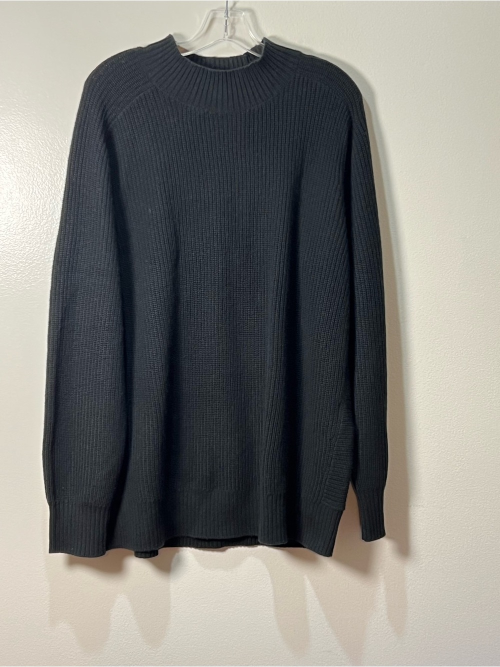 RHONE Black Ribbed Crewneck Sweater